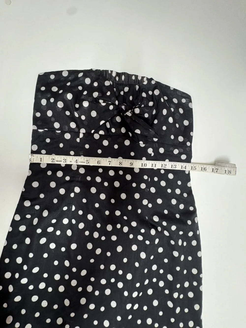 Jill Michelle Black Ad White Polka Dot Strapless Midi Dress - Size 8.